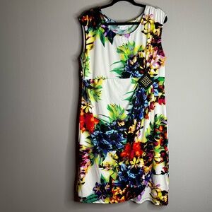 Jaclyn Smith Vibrant Floral Midi Dress - Multicolor Size XL